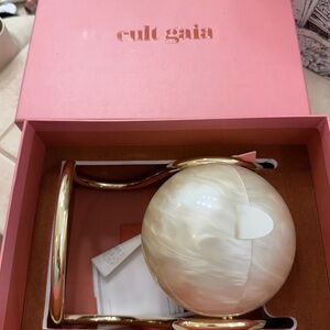 Cult Gaia Ivory and Gold Spherical Bag